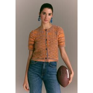 Allison New York Fuzzy Effie Cardigan - Orange/Blue NWT SIZE S L